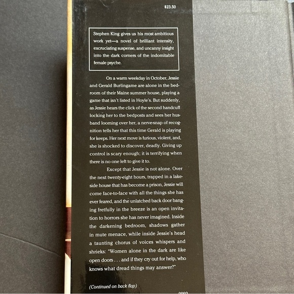Gerald's Game by Stephen King (1st Edition) | Fiction, Horror | Hardcover Book - Picture 3 of 11